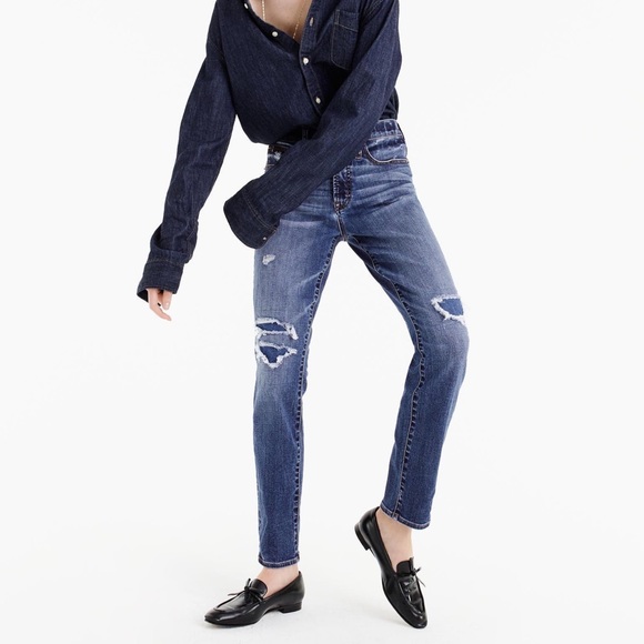 J. Crew Denim - j.crew  high rise distressed vintage straight jean in coastline, size 28